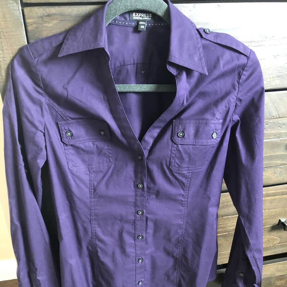 Express Purple Button Down - XS